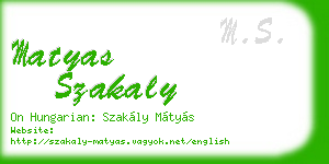 matyas szakaly business card